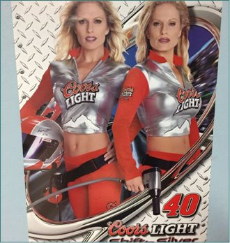 Coors Light partner activation creative featuring Houston Texans Cheerleaders in branded racing suits.