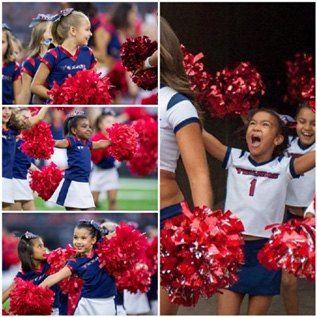 Game-day photography of the Houston Texans Cheerleaders on the field.