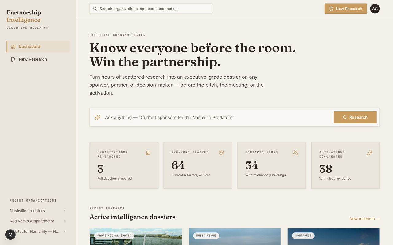Partnership Intelligence Platform dashboard.